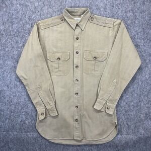 Vintage The J Peterman Company Shirt Men's XS Safari Utility Tan Pockets USA